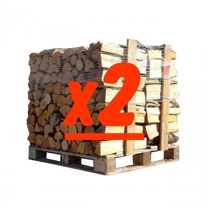 Brennholzscheite 50 cm: 2 Paletten: 1 Weißeiche + 1 Buche/Hainbuche